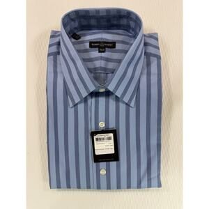 Robert Talbott Dress Shirt Blue Stripe 17.5 34 NWT Made Poland